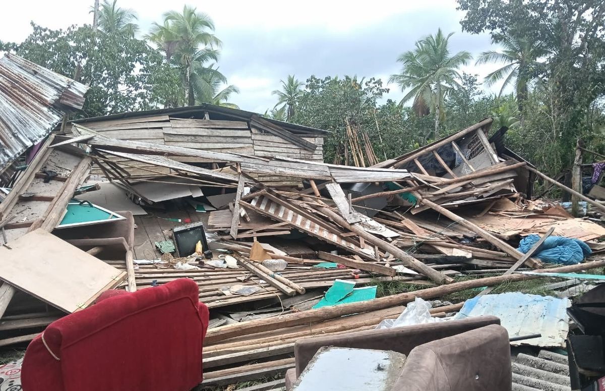 Una vivienda destruida por el terremoto